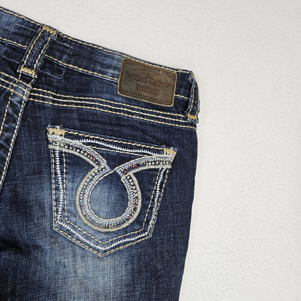 BIG STAR Liv Jean 27L Tall Bling Thick Stitch Western Blue Denim Cowgirl 31x34 - Picture 7 of 16